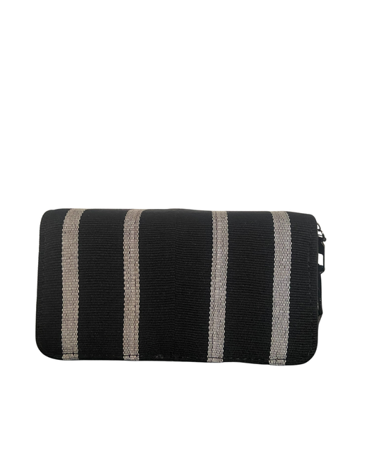Aso Oke Double Zip Wallet - Monochrome