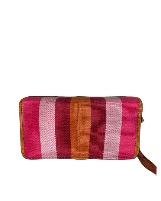 Aso Oke Double Zip Wallet - Sunset Stripes