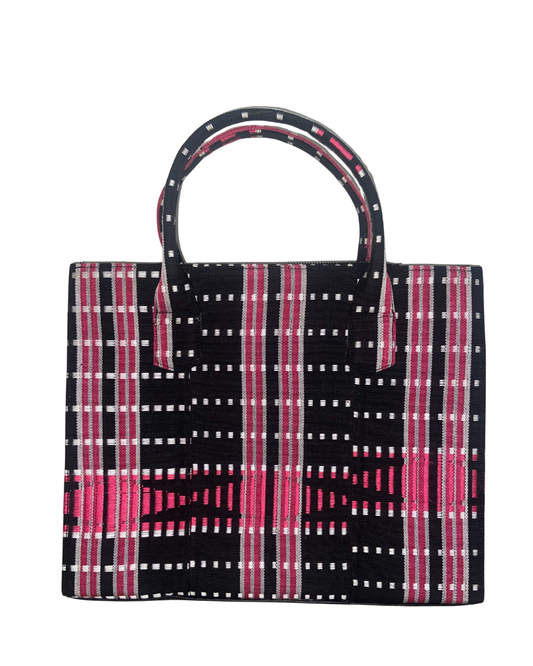 Aso Oke Tote - Magenta + Black
