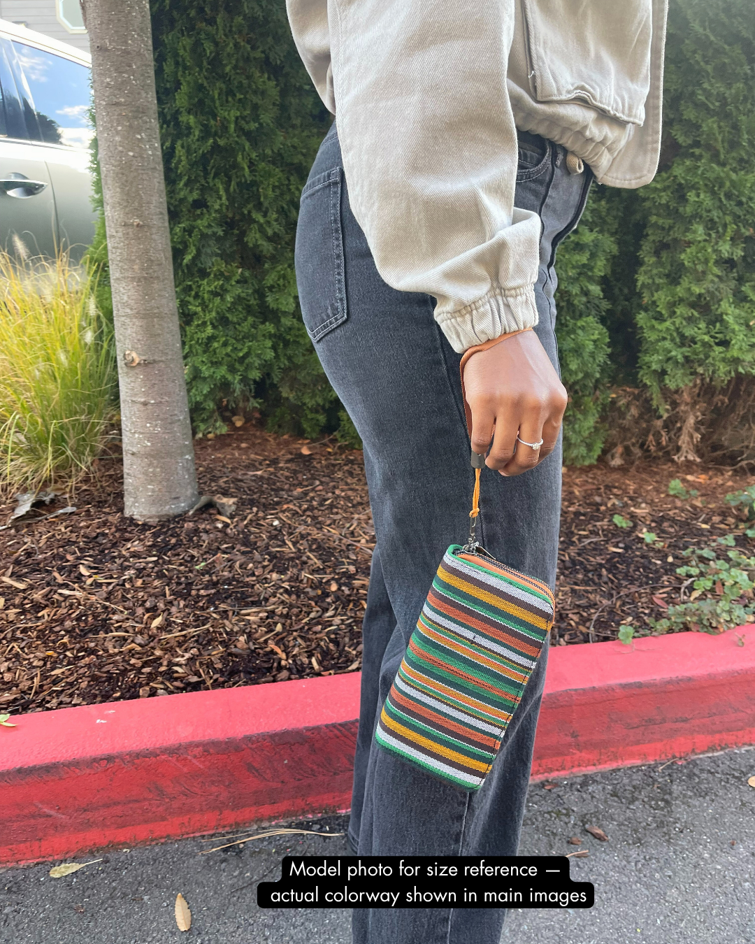 Aso Oke Double Zip Wallet - Sunset Stripes
