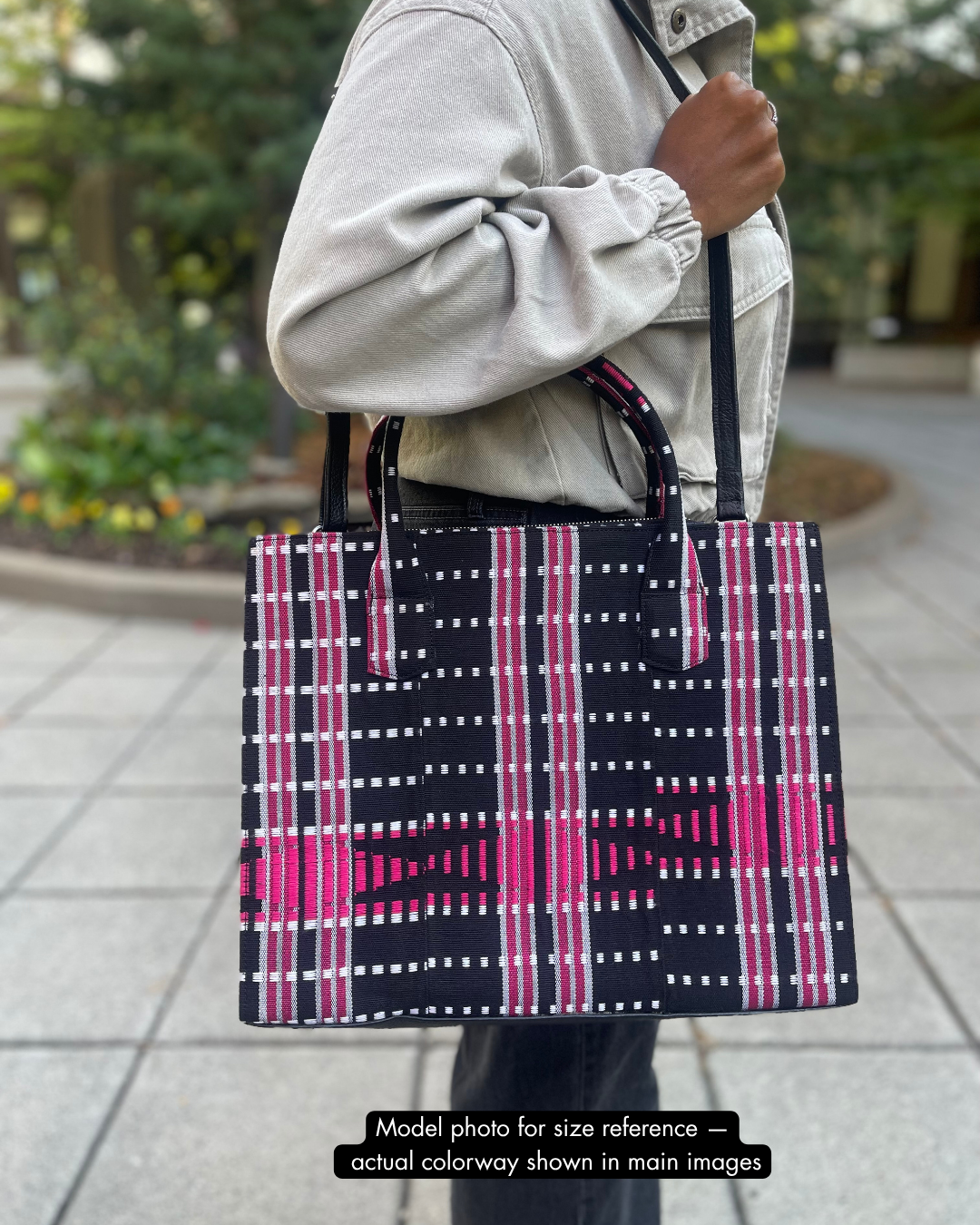 Aso Oke Tote - Magenta + Black