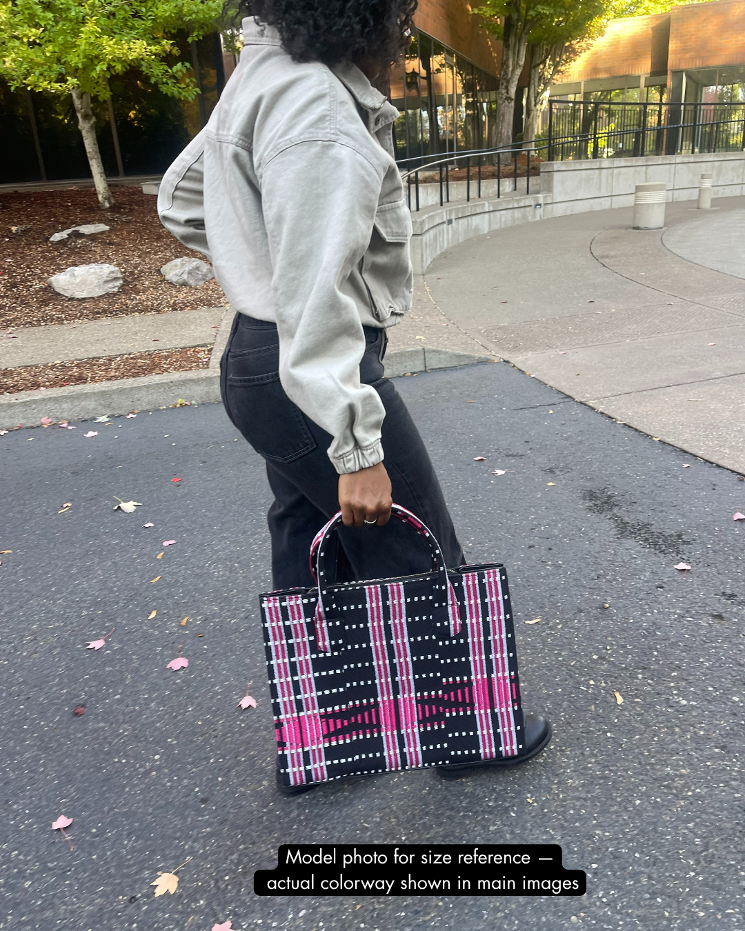 Aso Oke Tote - Magenta + Black
