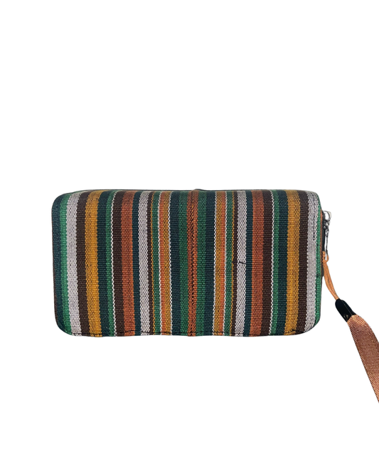 Aso Oke Double Zip Wallet - Autumn