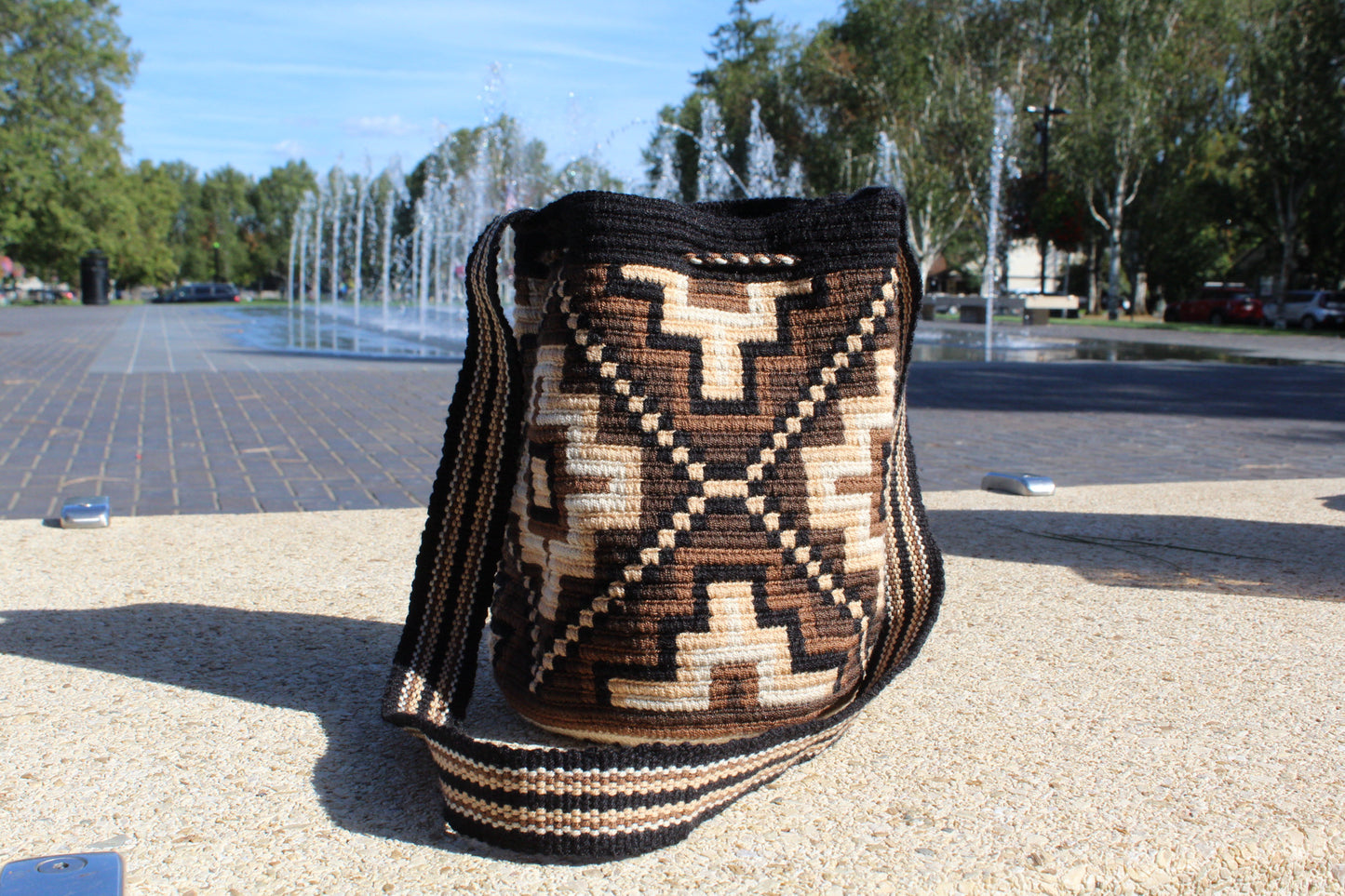 front facing view of our mini mochila in cafe