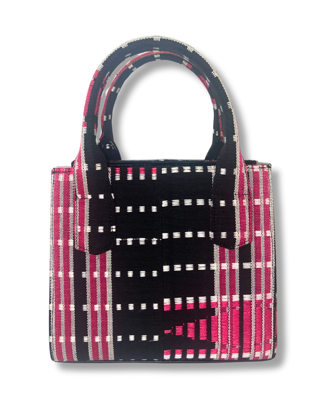 Aso Oke Mini Tote - Magenta + Black