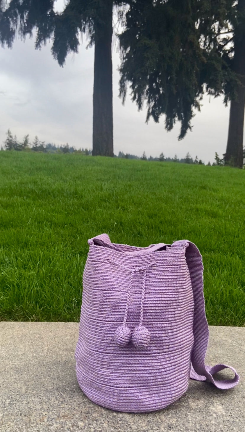 front facing view of our mochila mediana in purple